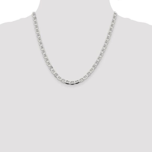 5.7mm Sterling Silver Hollow Flat Anchor Chain Necklace, 20 Inch - Picture 2 of 8